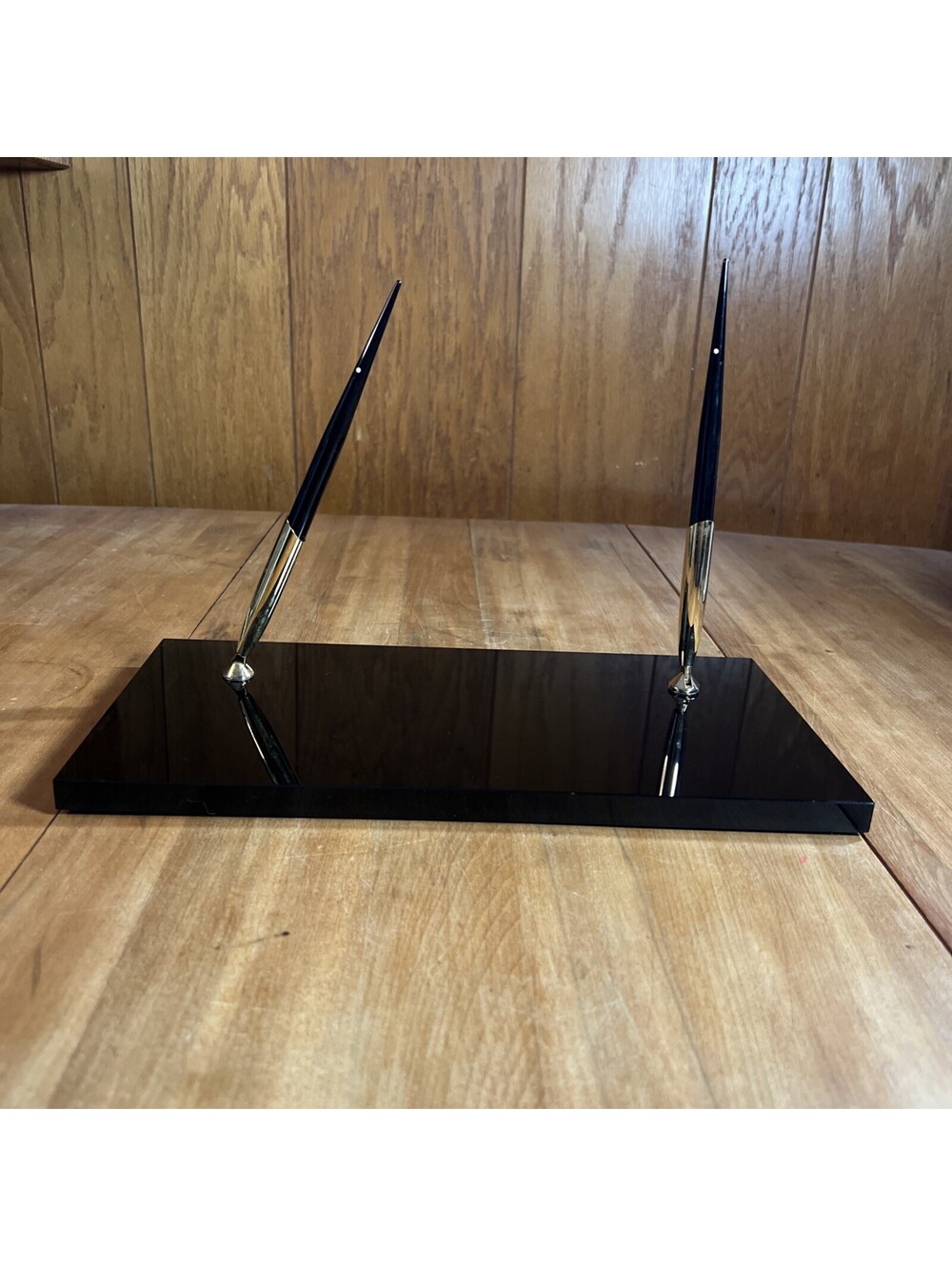 Sheaffer Black & Gold Desk Set 14k Nib Black With White Dot